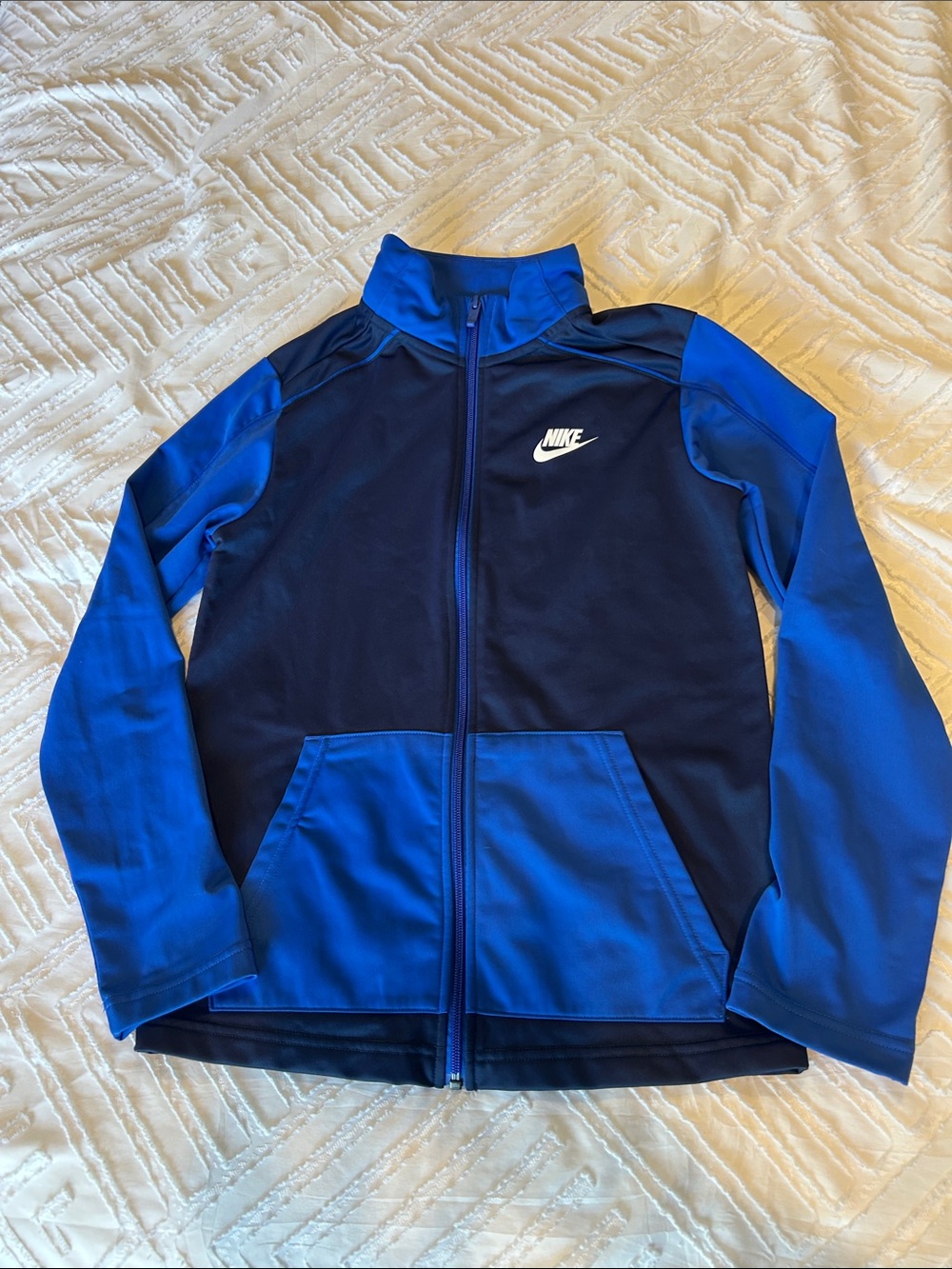 Nike Futura Kids Blue Front Zip Stand Up Collar Track Jackets Size Large